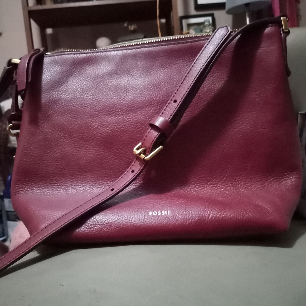 Fossil Red Wine Color Crossbody